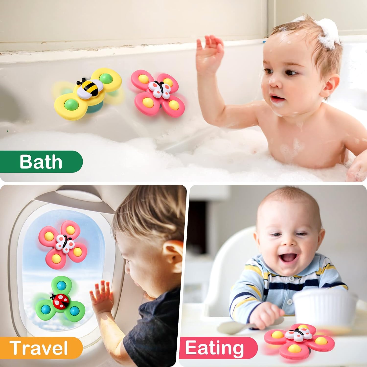 Detalle 2 de Hooku 3-Piece Suction Spinner Toys for Toddlers 🎲