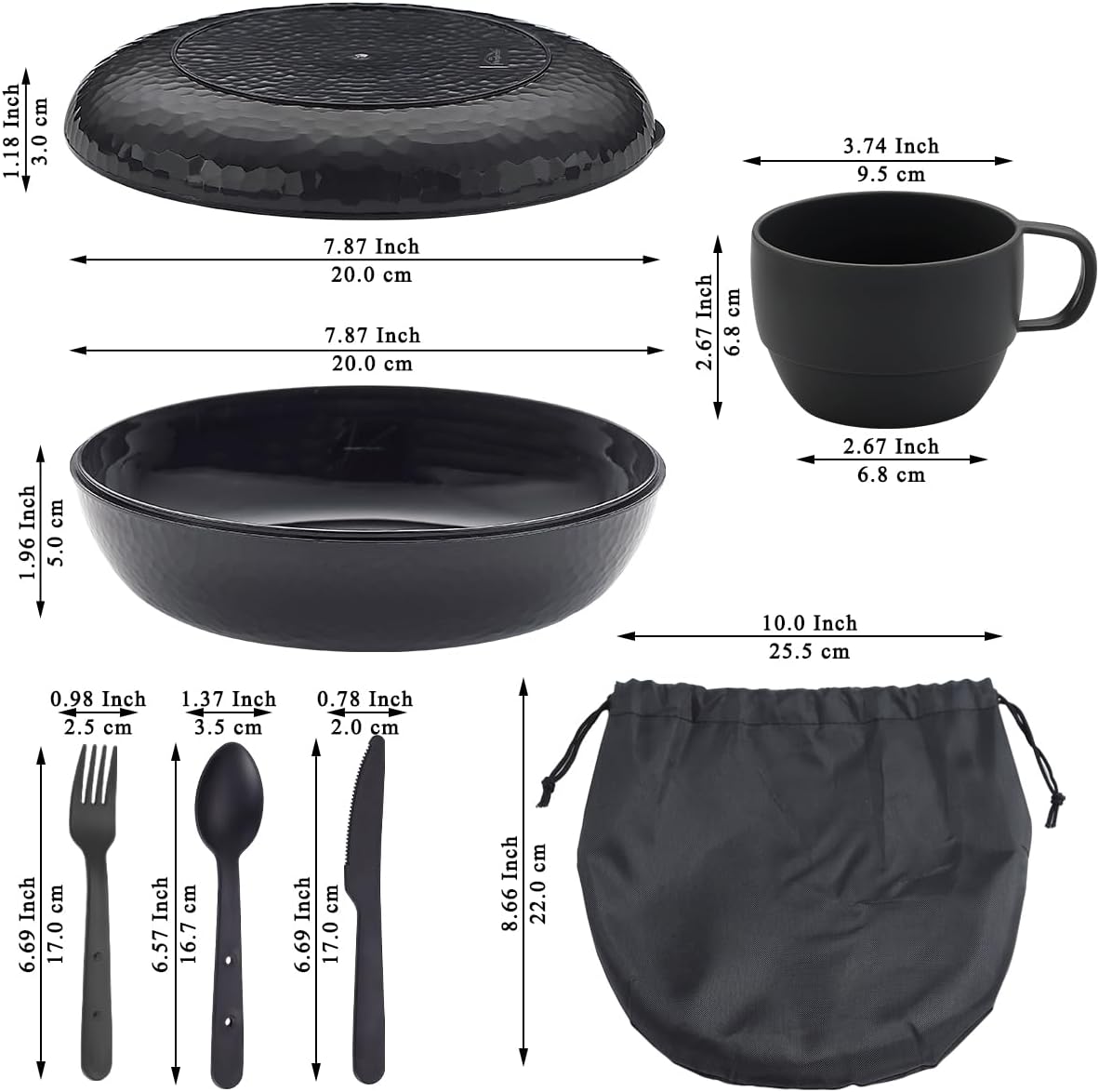 Detalle de Berglander BL.PP Camping Mess Kit.B campingset met bord, kom en draagtas