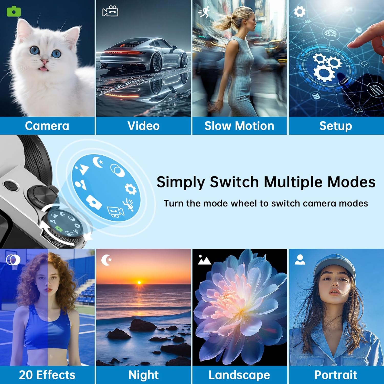 Thumbnail 4 de Fotocamera digitale compatta con WiFi, 4K e 64 MP, schermo flip 180° e zoom 16x (include scheda 32GB)