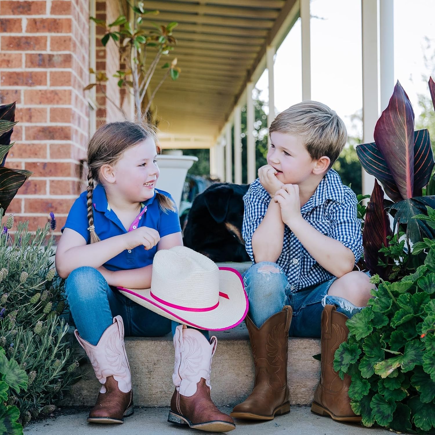 Thumbnail 2 de Rollda Kids Cowboy Boots for Boys & Girls — Vintage Embroidery, Square Toe, Walking Heel