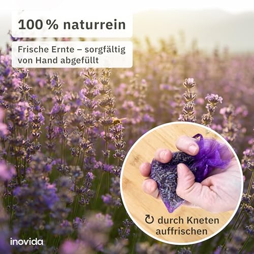 Detalle de Inovida Lavendel Duftsäckchen Kleiderschrank – 20x getrockneter Lavendel, Mottenabwehr & Duft