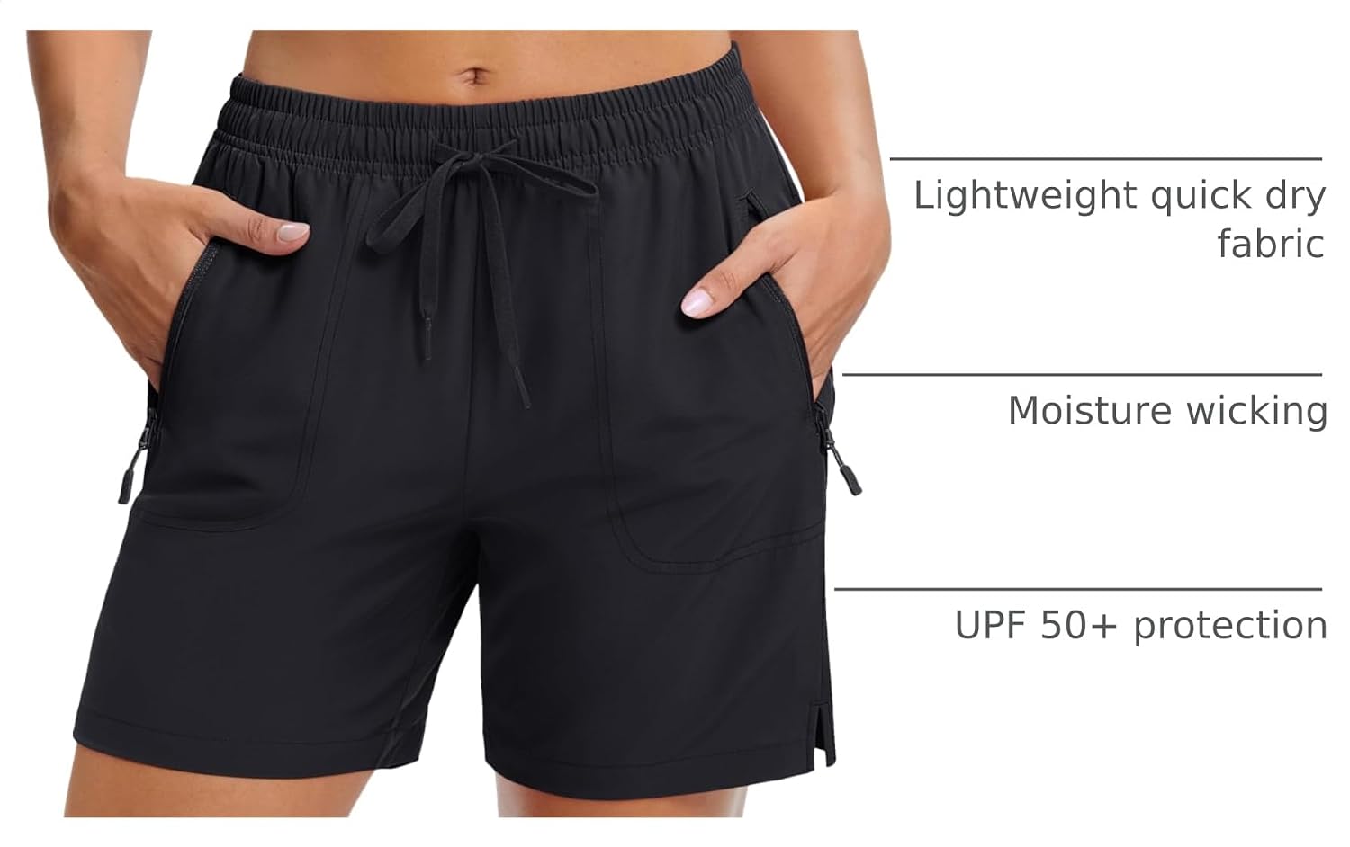 Detalle 2 de MAGCOMSEN Women's 5" Hiking Shorts: Lightweight, Quick-Dry UPF 50+ with Pockets