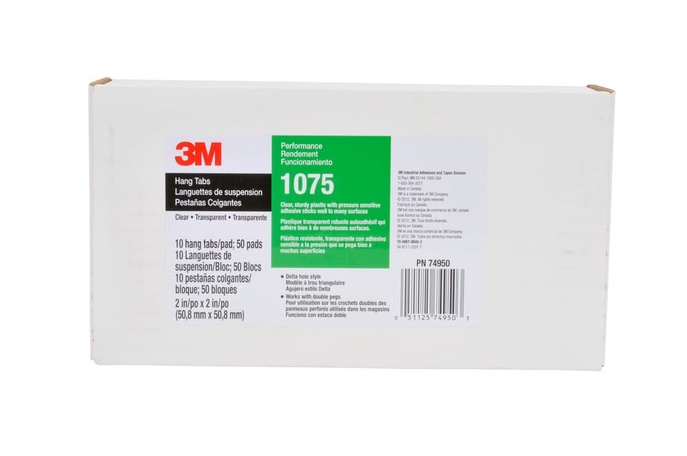 Detalle de 3M 1075 Hang Tab – Clear, Pack of 500 (50.8mm x 50.8mm)