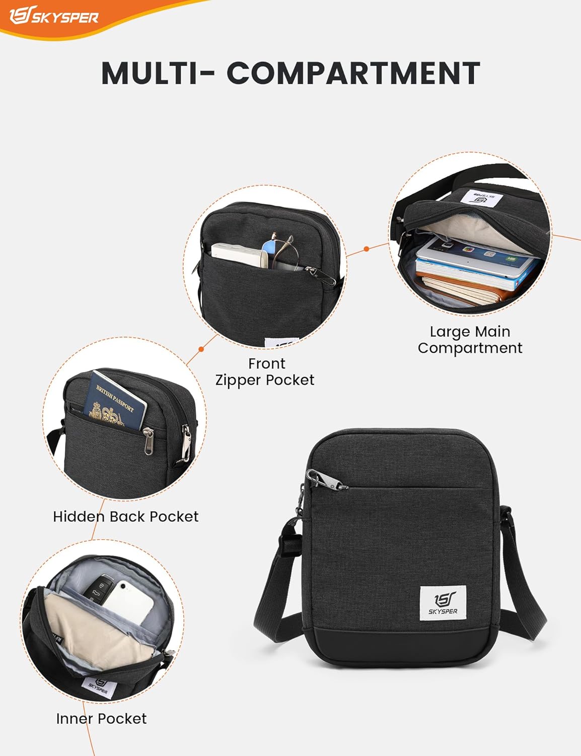 Thumbnail 4 de SKYSPER Small Anti Theft Sling Bag 9.8in
