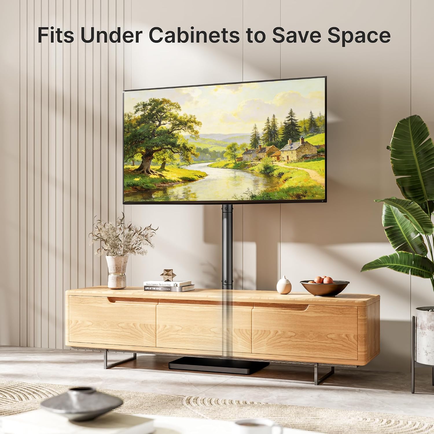 Detalle de PEGZONE TV Stand for 32-65 Inch TVs – Swivelling Floor Stand with 90° Rotation and Height Adjust, 40 kg Load, 400 x 400 VESA