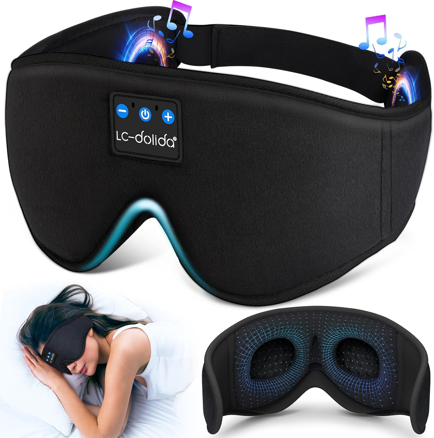 Detalle de LC-dolida 3D Schlafmaske mit Bluetooth-Kopfhörer
