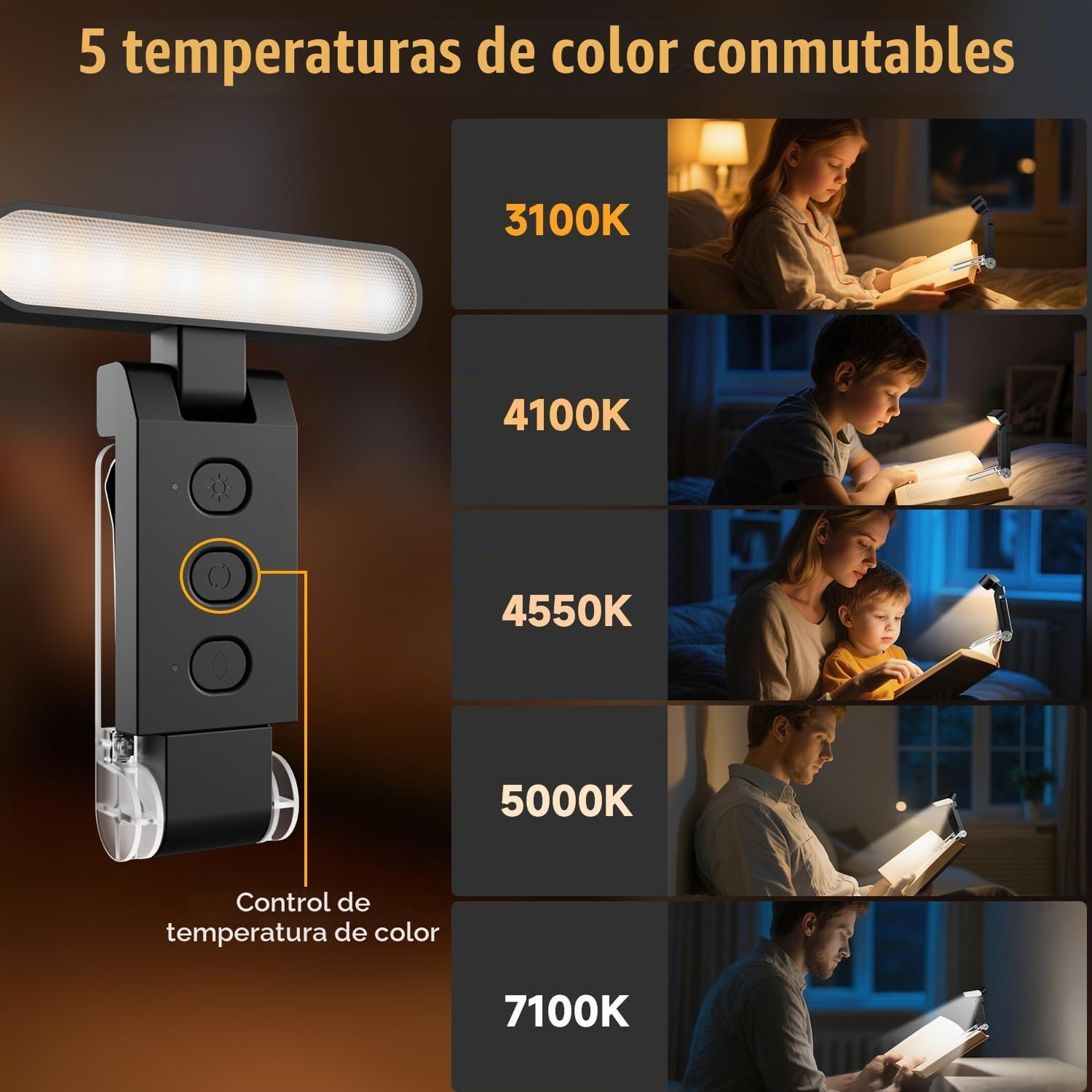 Detalle de Electight Lámpara de Lectura LED Clip: comodidad portátil con brillo ajustable