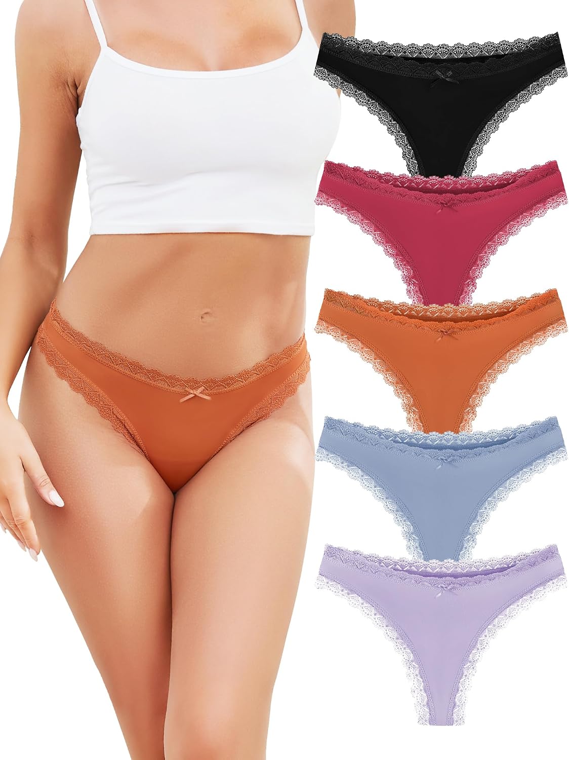 Detalle de VOENXE sömlösa stringtrosor i spets, 5-pack
