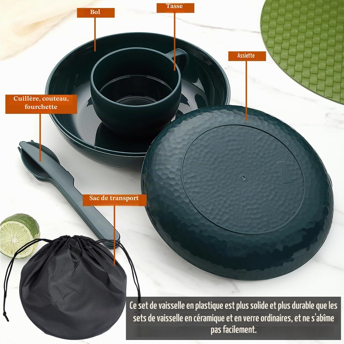 Detalle 2 de Berglander BL.PP Camping Mess Kit.DG campingset met kom, bord, beker en bestek