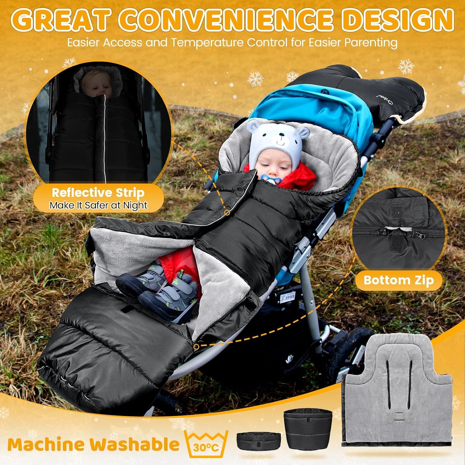 Thumbnail 4 de Orzbow Fußsack Kinderwagen 97/117×44 cm