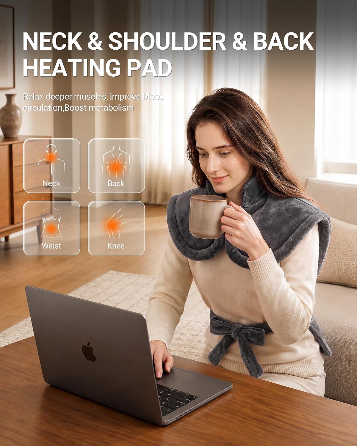 Thumbnail 6 de Nzrcwiol NA-H1222D Contoured Heating Pad, 33 x 24 in, 6 Heat Settings