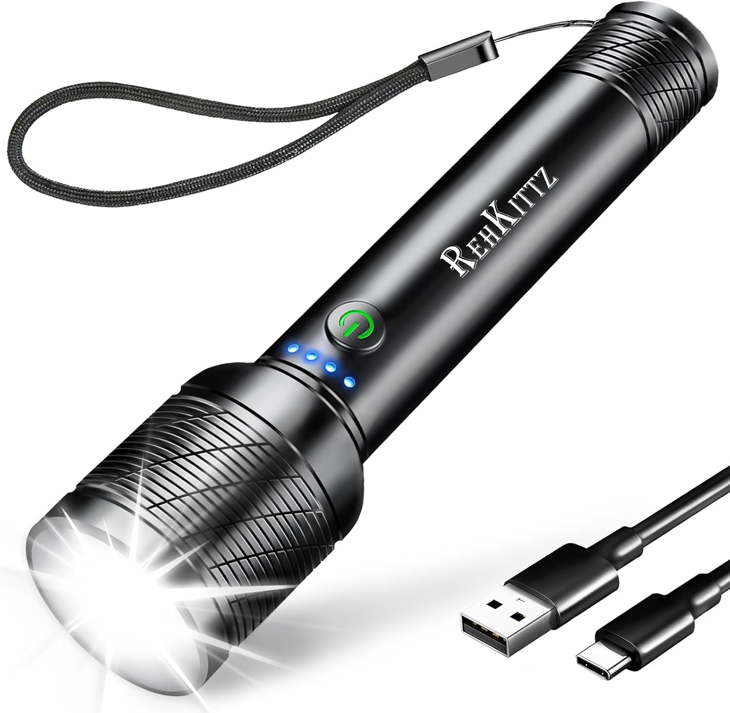 Detalle de REHKITTZ Linterna LED Recargable 2200 lúmenes