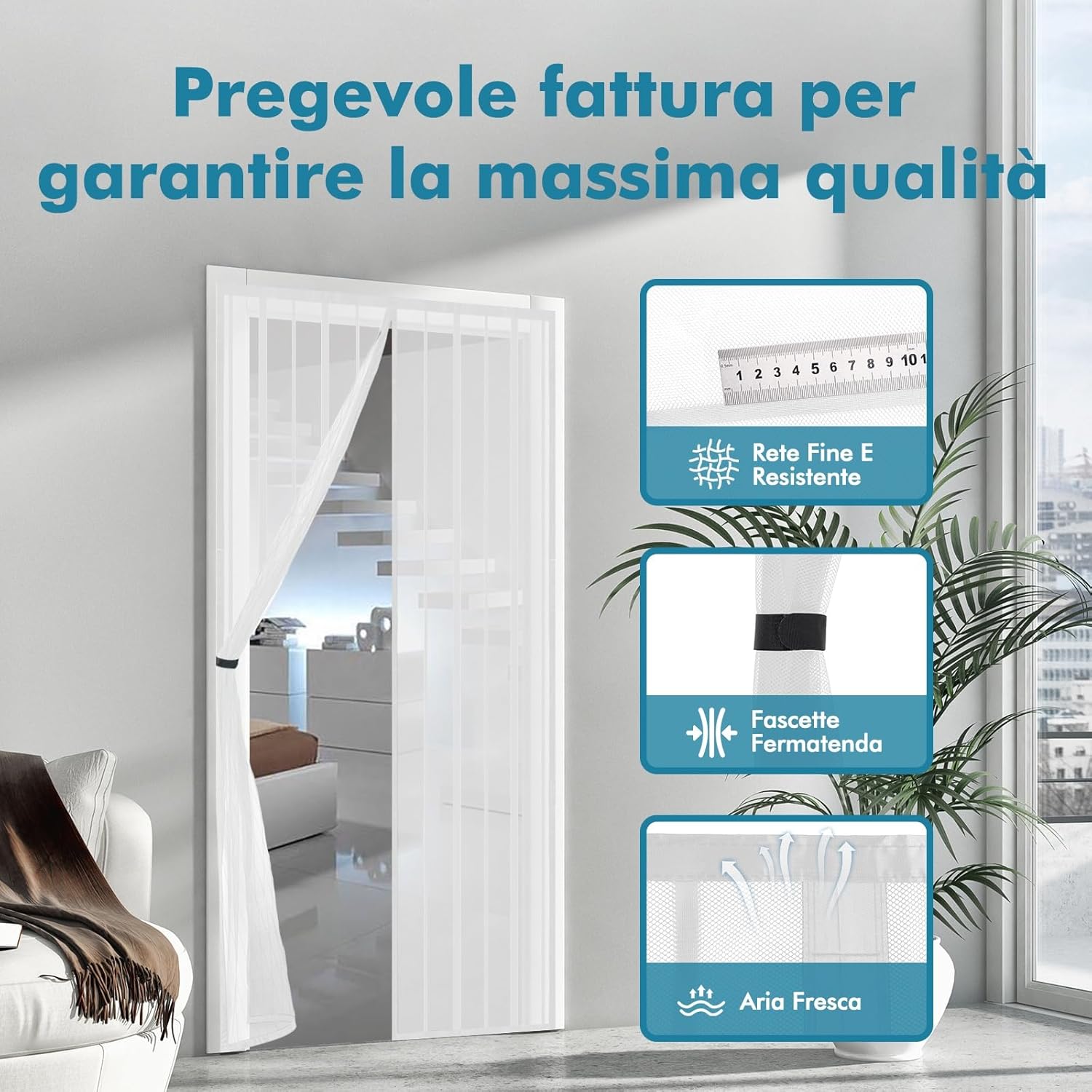 Thumbnail 2 de Sekey 110x230 cm Zanzariera magnetica per porta: praticità senza forare, per porte in legno, ferro o alluminio