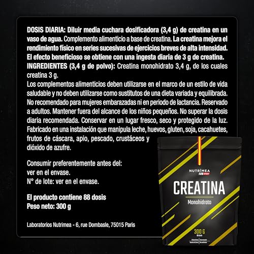 Thumbnail 6 de Creatina Monohidrato 3400 mg | 100% Pura de Laboratoires Nutrimea — 300 g, 88 dosis