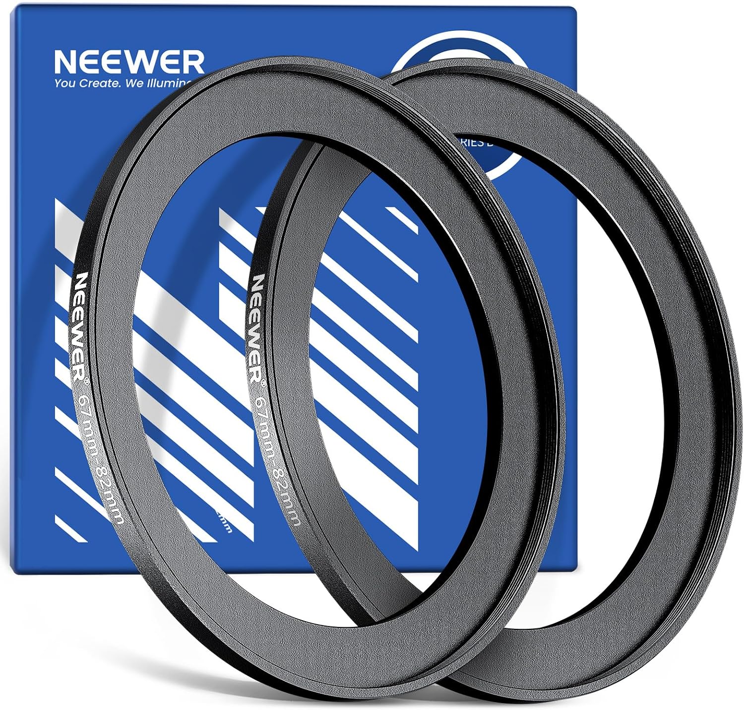 Detalle de NEEWER 67-82mmステップアップリング 2個組・超薄型アルミ合金製