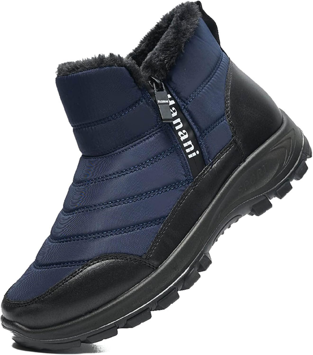 Detalle de Men’s Fur-Lined Winter Ankle Boots with Zip Closure, Lightweight Design