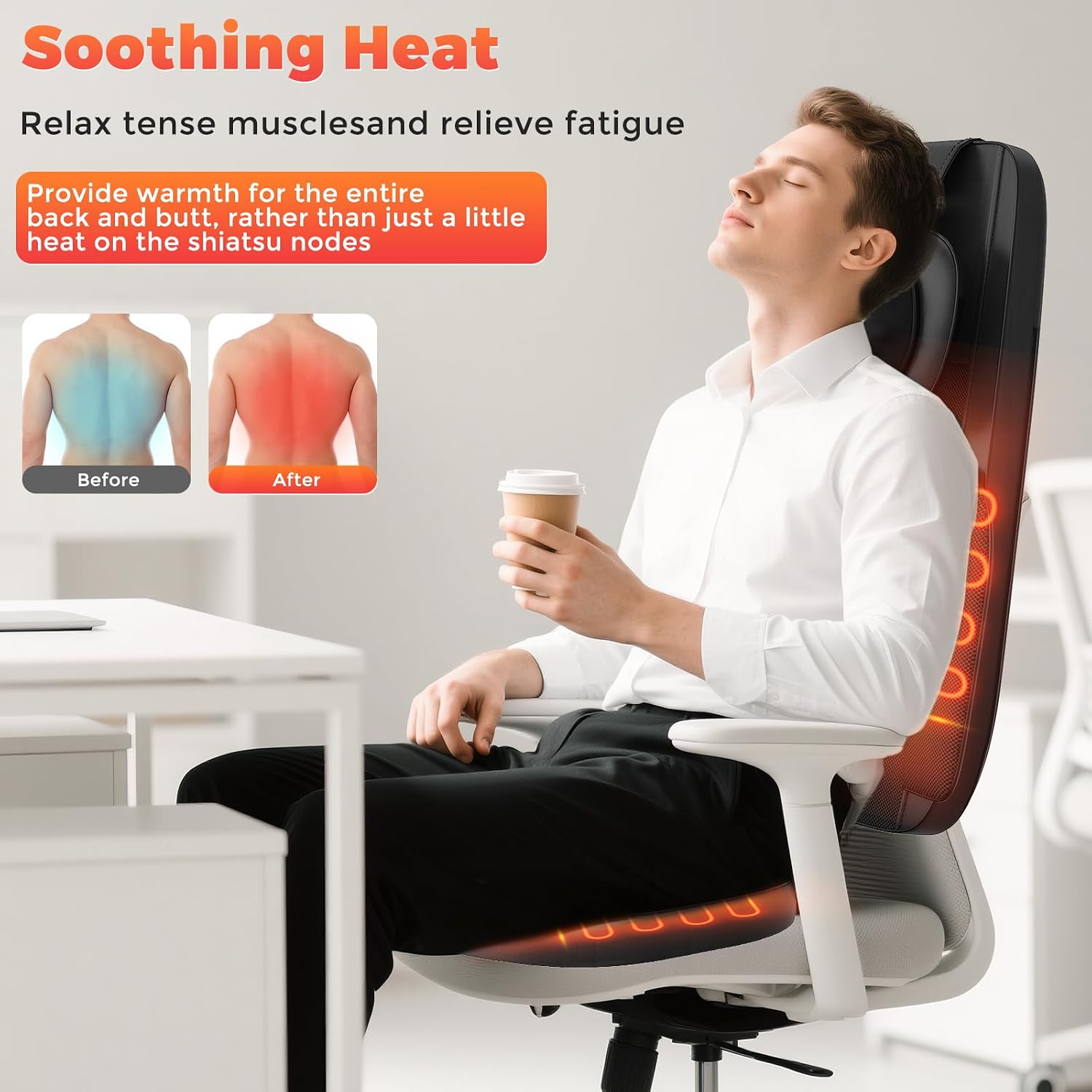 Thumbnail 3 de YOSSMO Shiatsu Neck and Back Massager: Deep Tissue Kneading in 8D with Heat