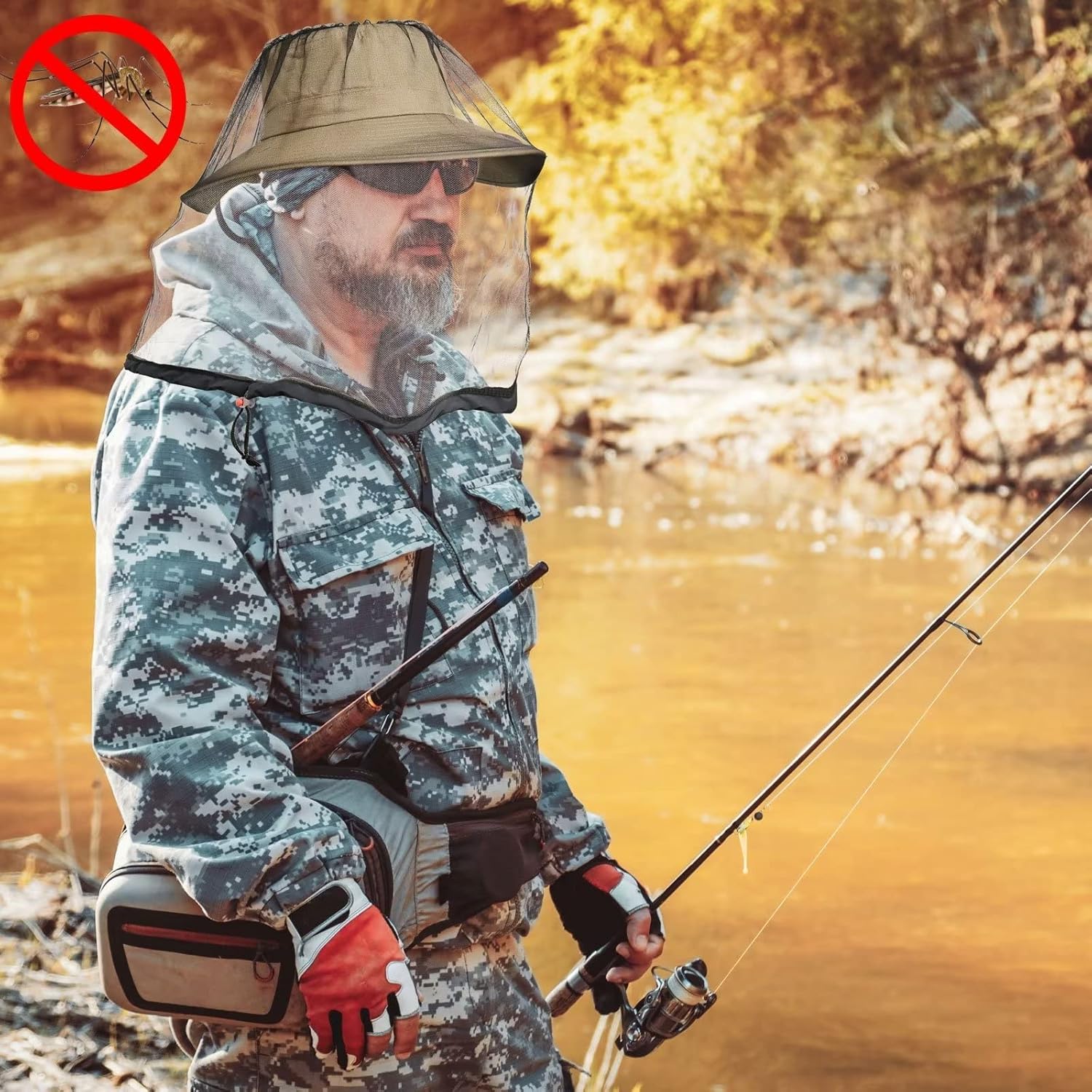 Thumbnail 4 de 2-Pack Mosquito Head Net Mesh for Hiking & Outdoors