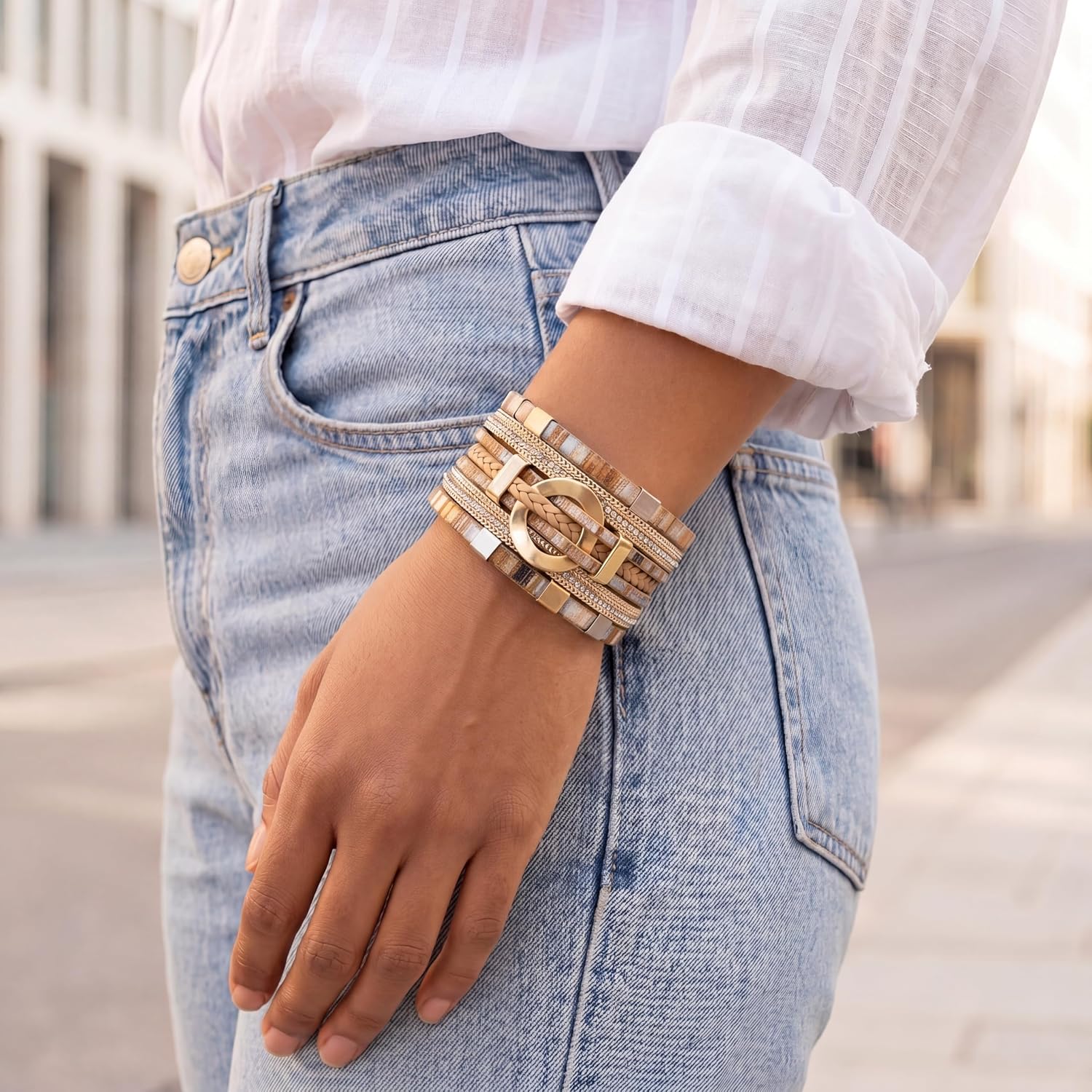 Thumbnail 6 de Edoneery Leather Wrap Bracelet, 7.67-inch