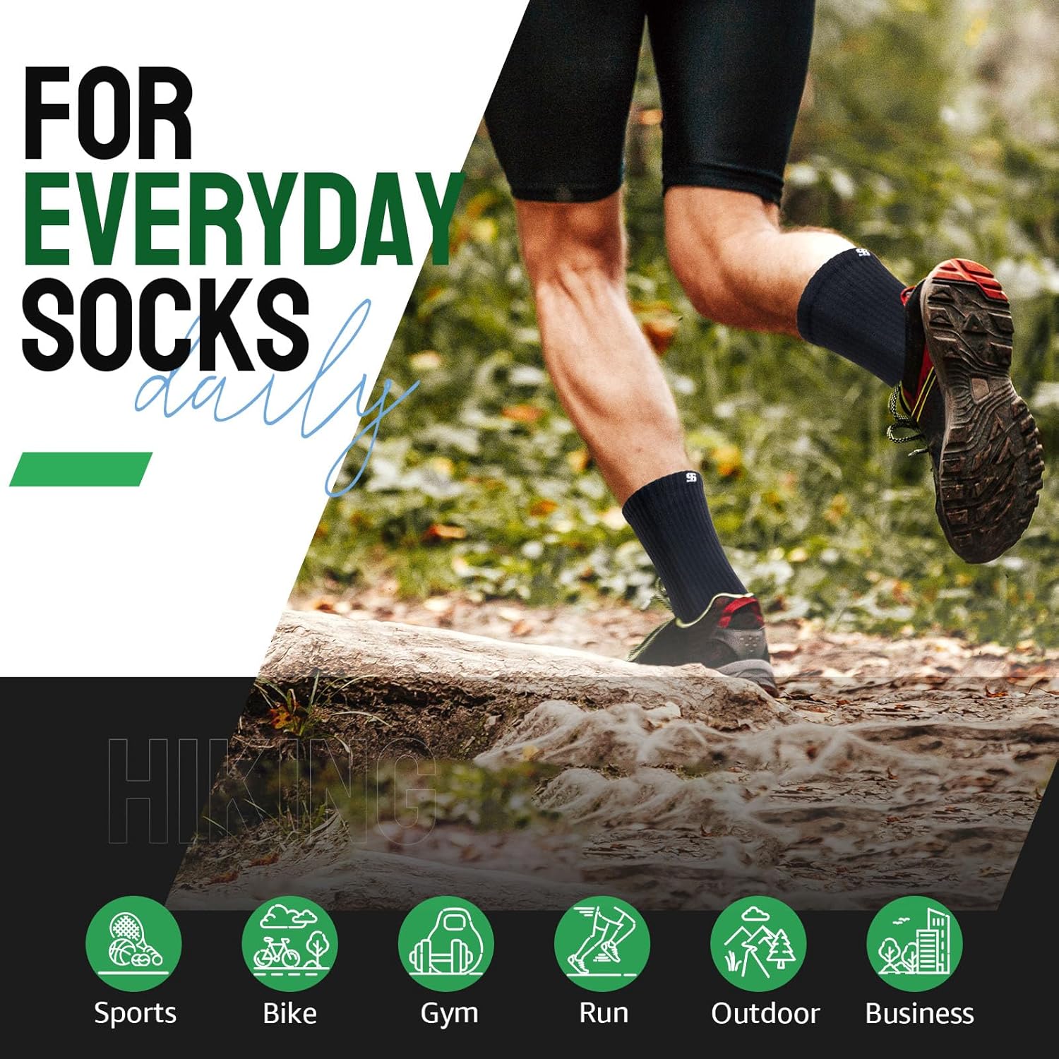 Thumbnail 5 de Alaplus Men's Hiking Socks Breathable Cotton Crew – Multipack (5/6 Pairs)