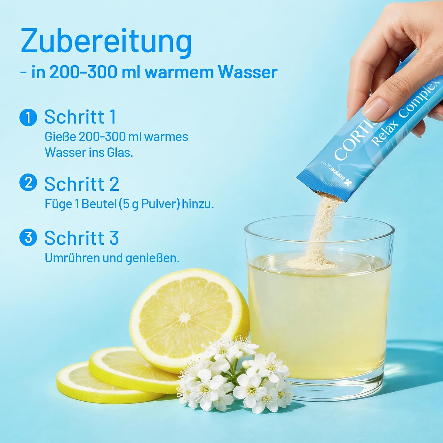 Detalle de Sonnensee Cortisol Balance Support – Stress Adaptogen Pulver (Cortisol Cocktail) mit Ashwagandha, Rhodiola, GABA & L-Theanin
