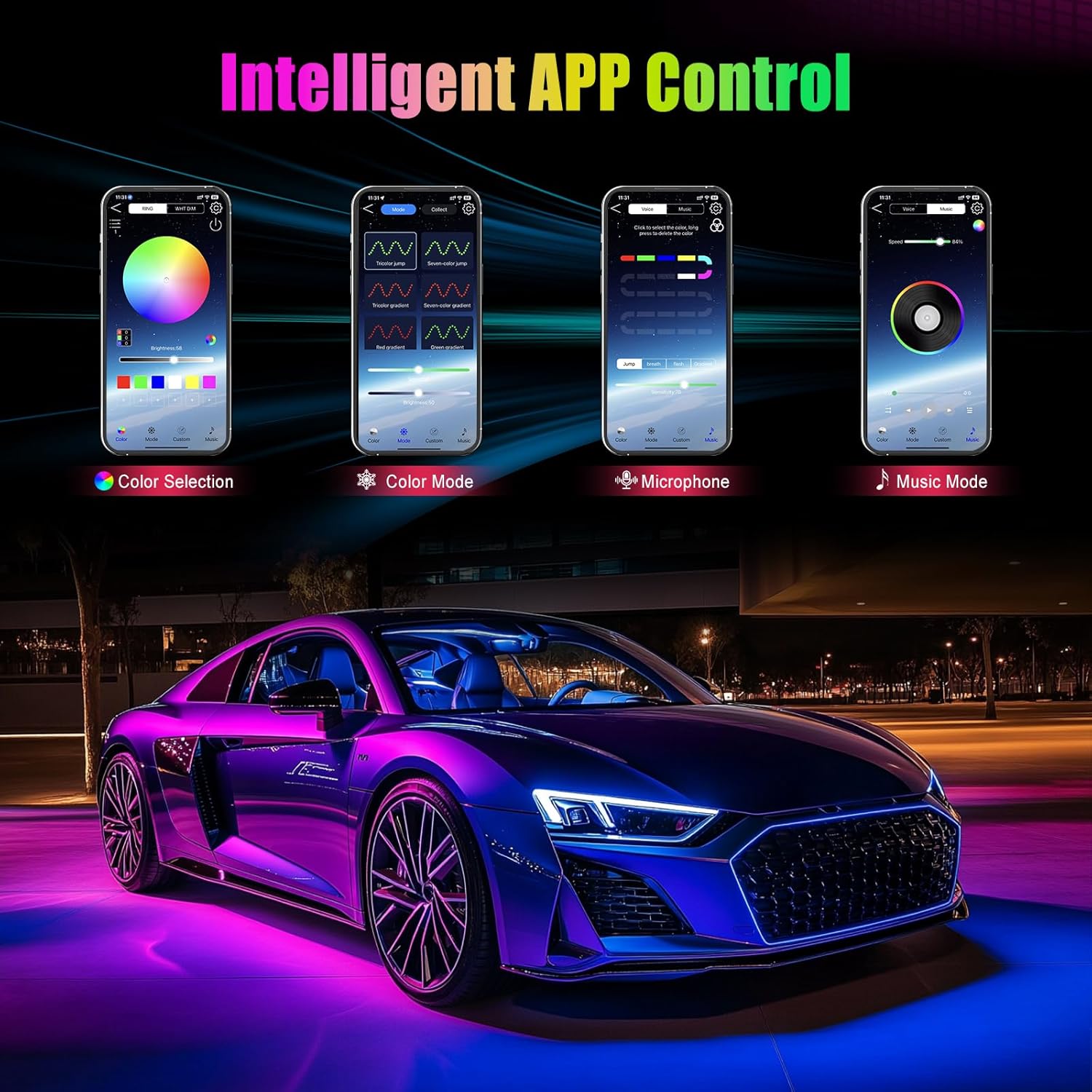 Detalle 1 de YiLaie Luces LED Coche Interior 16 Mio Colores
