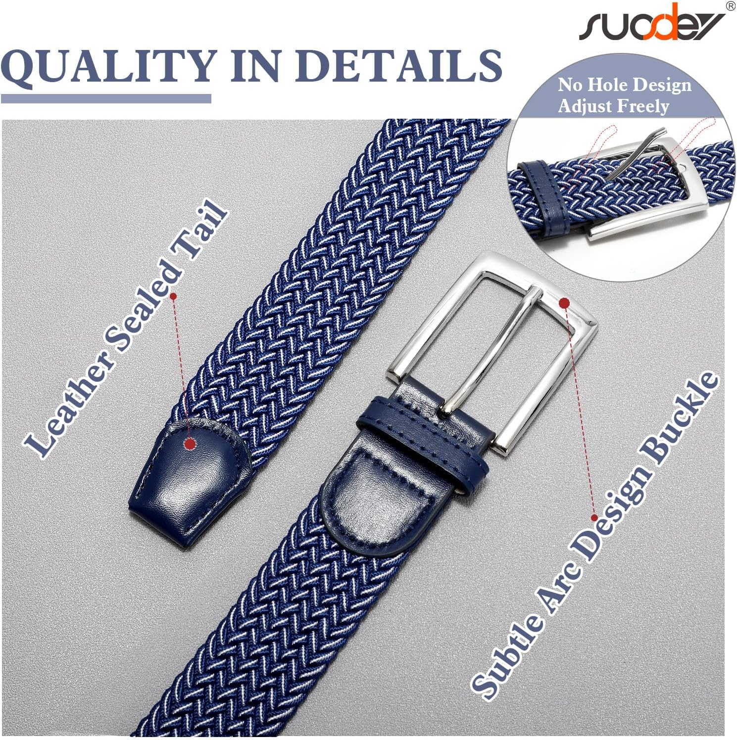 Detalle de SUOSDEY Men's Stretch Braided Belt, 1.3-Inch Width