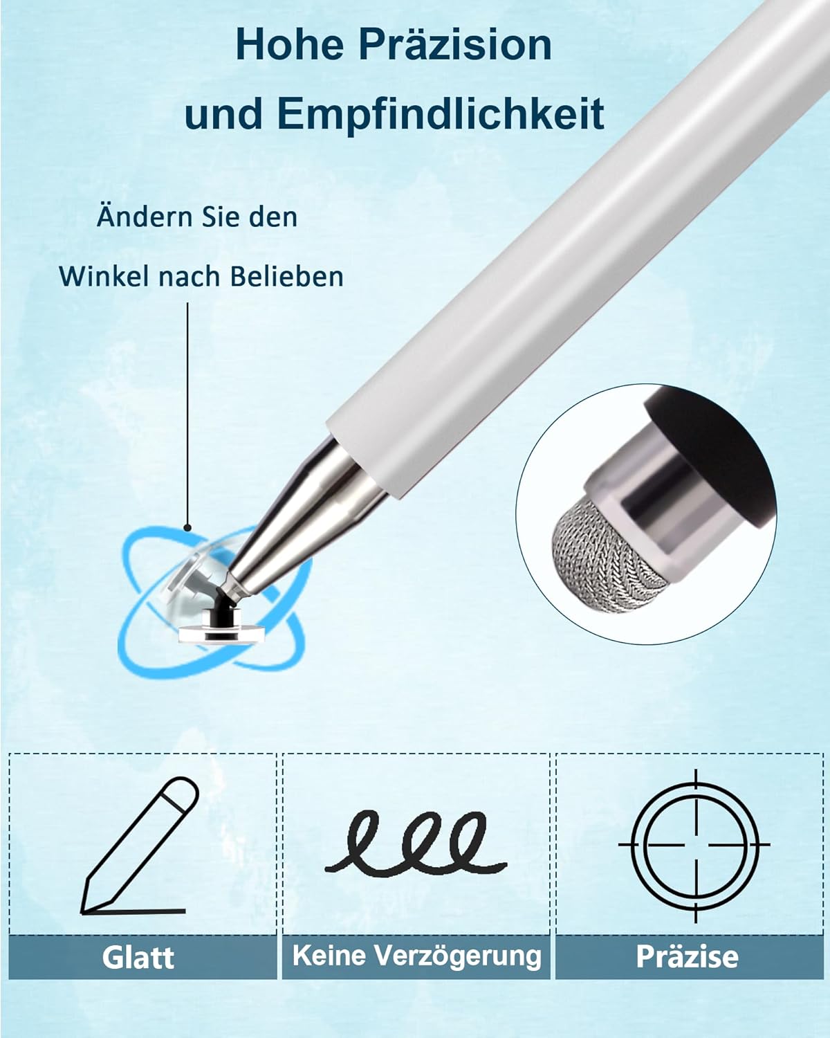 Thumbnail 5 de Tablet Stift 2-in-1: Universeller kapazitiver Stylus mit transparenter Scheibenspitze und Faserspitze