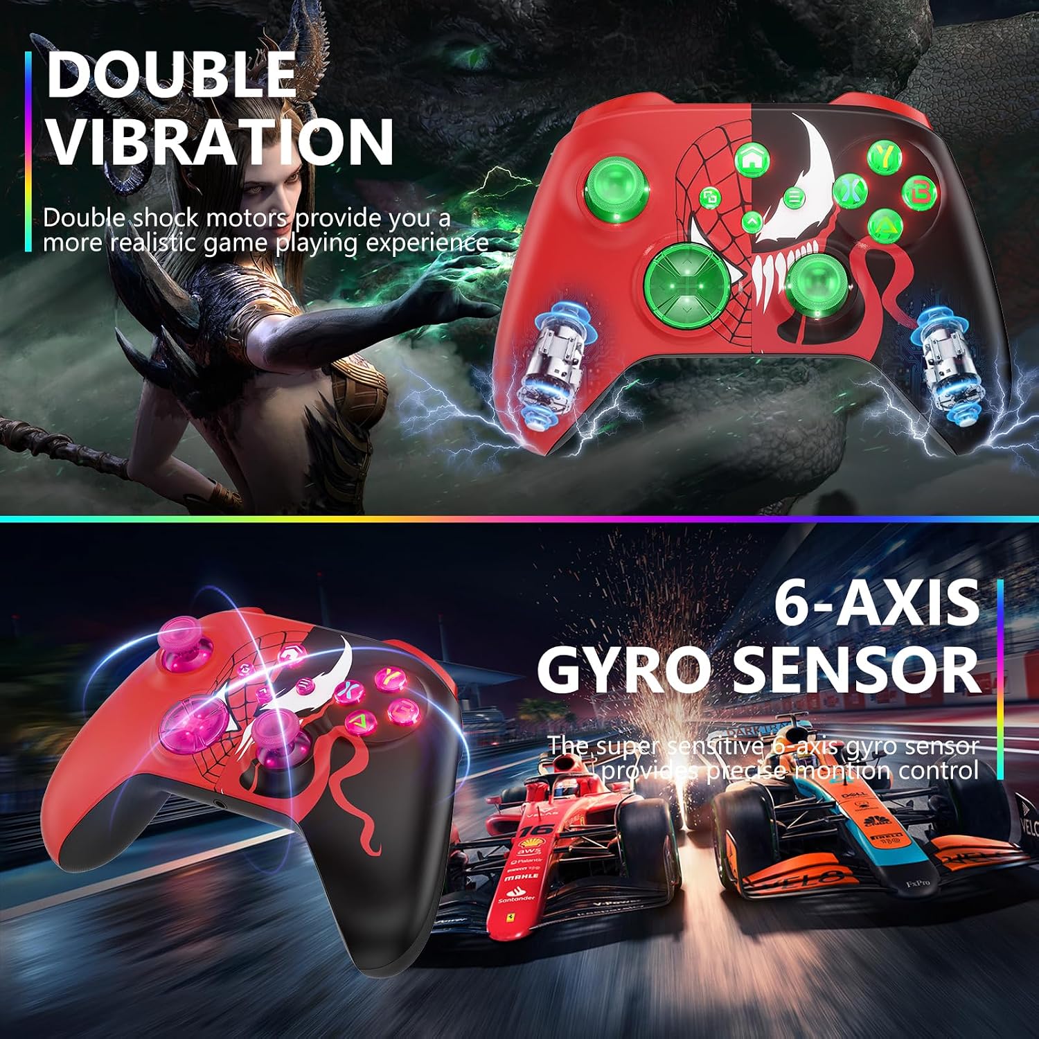 Detalle de Nonbliep RGB Wireless Controller for Xbox Series S/X, Xbox One, PC/Android/iOS