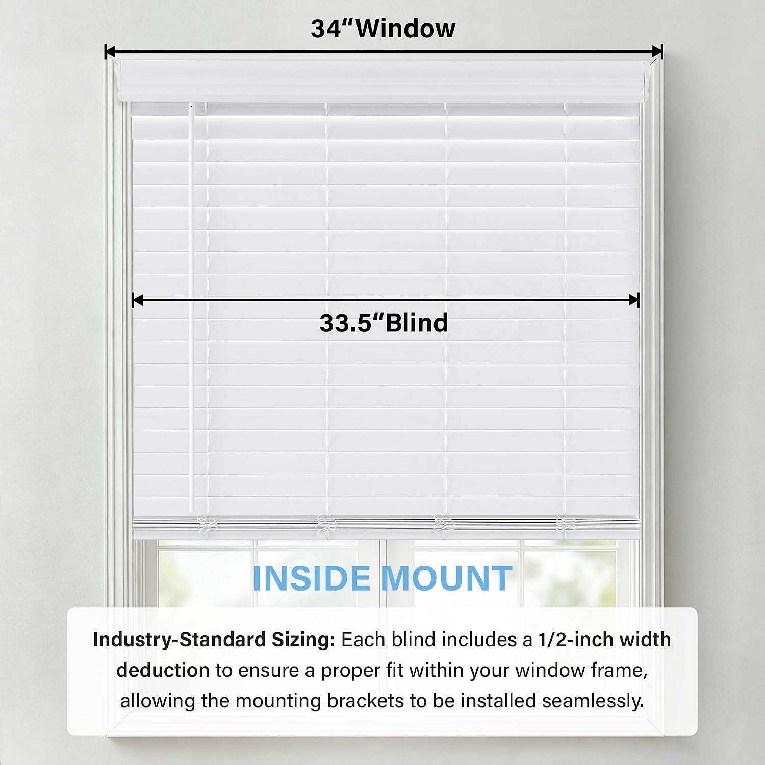 Thumbnail 1 de AOSKY 2 Inch Cordless Faux Wood Blinds — Inside/Outside Mount, 34" W x 60" H