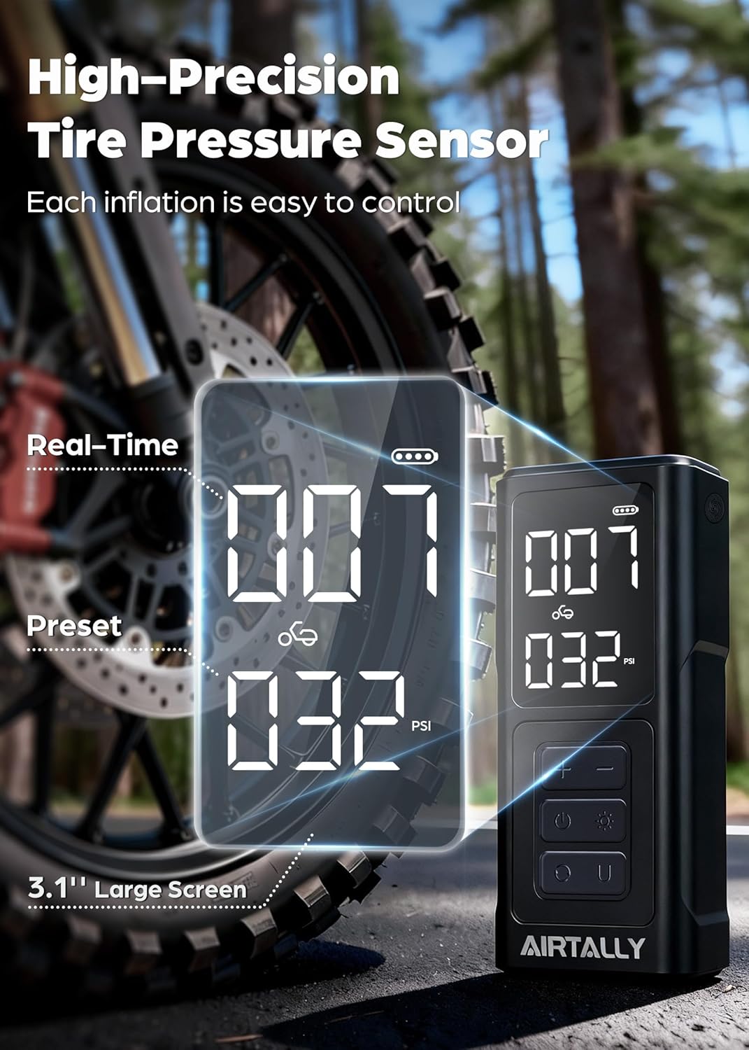 Detalle de Portable Tire Inflator 150 PSI with LED