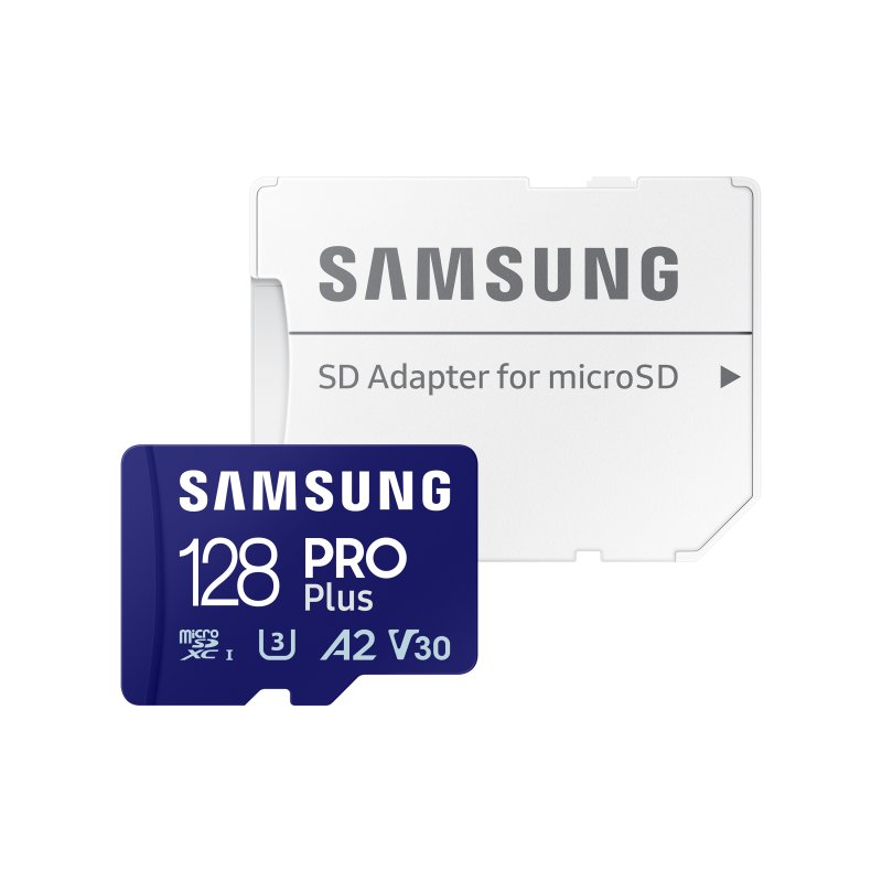 Detalle de Samsung PRO Plus MicroSDXC 128GB UHS-I U3 A2 V30 con Adaptador SD