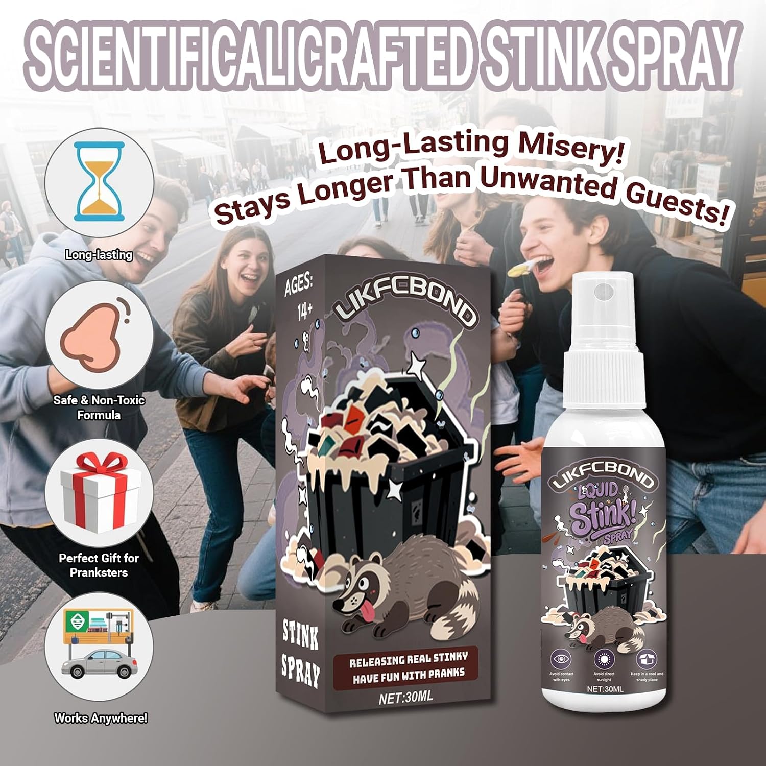 Detalle de LIKFCBOND Stink Spray, 30ml Extra Strong Prank Spray