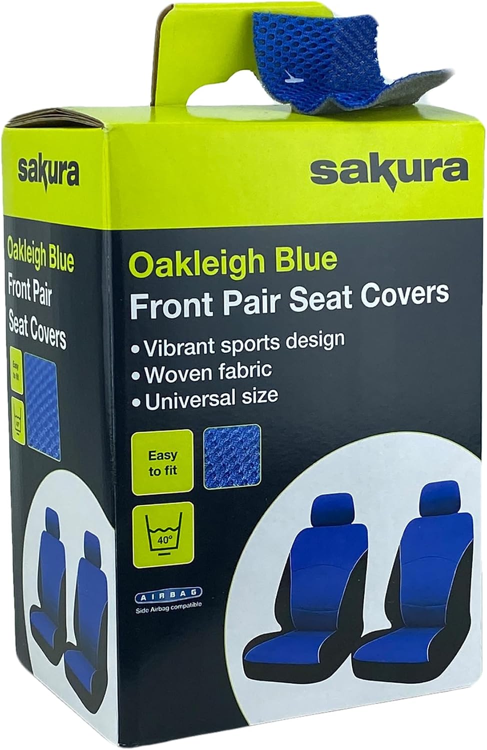 Thumbnail 1 de Sakura Oakleigh Front Seat Covers – 1 Pair in Black and Blue (Universal Easy Fit)