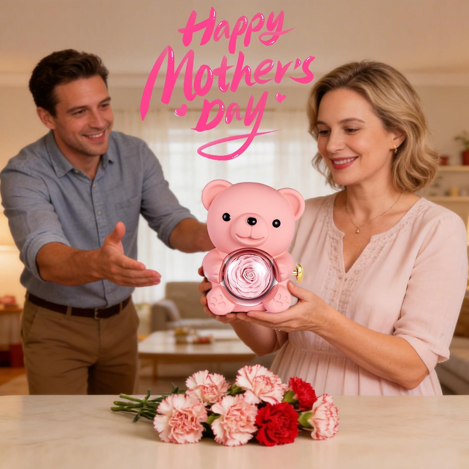 Thumbnail 3 de Aloskart Teddy Bear with Eternal Rose and Necklace