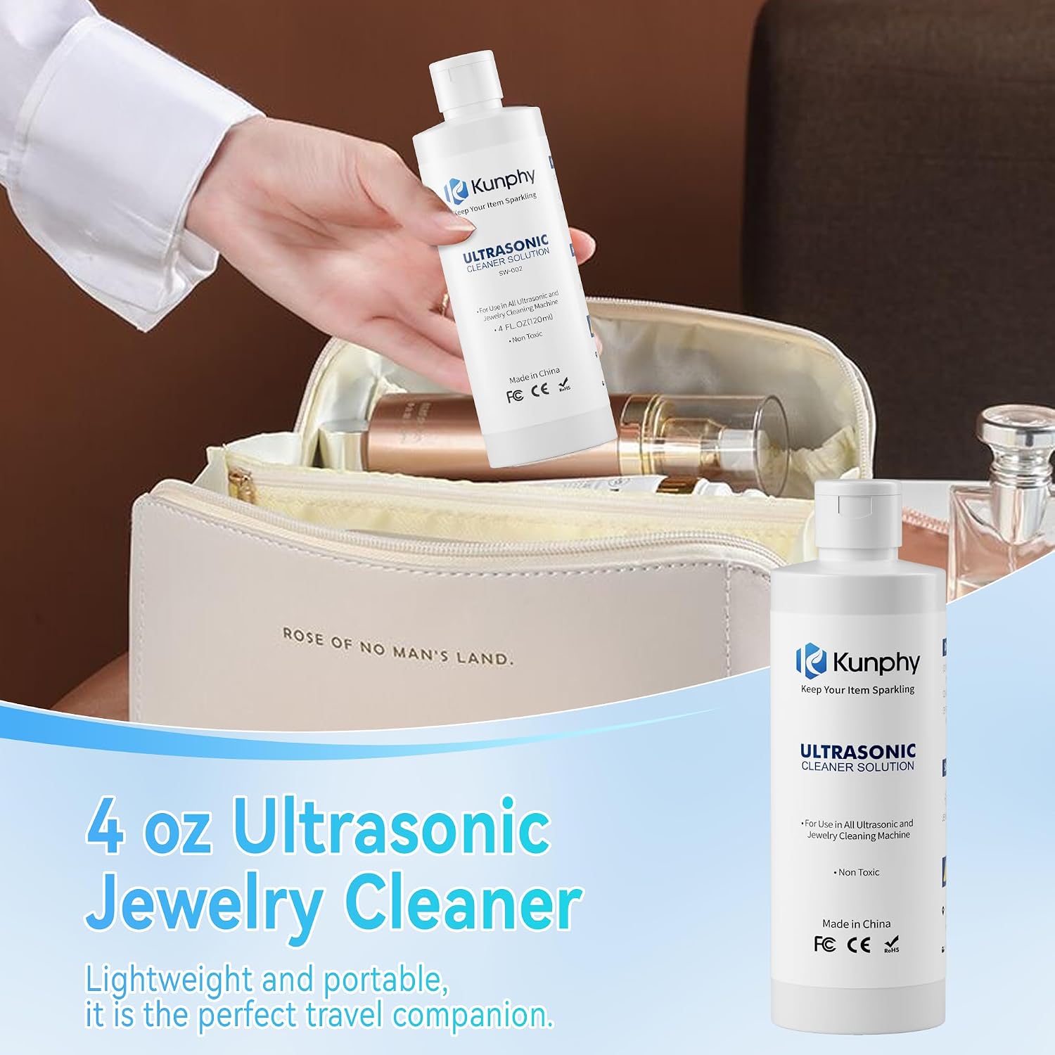 Detalle de Kunphy Ultrasonic Jewellery Cleaner Fluid – Concentrated, Fragrance-Free Cleaning Solution