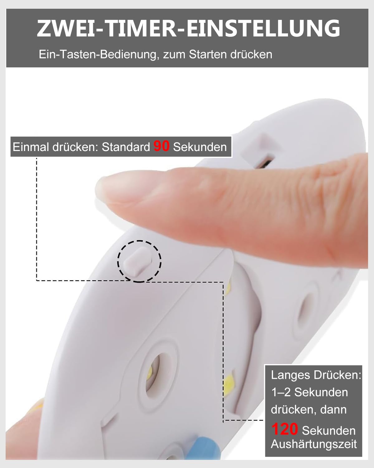 Thumbnail 2 de Aokitec Mini UV LED Nagellampe – kompakte USB-C Nagellampe für Gel-Nägel, weiß