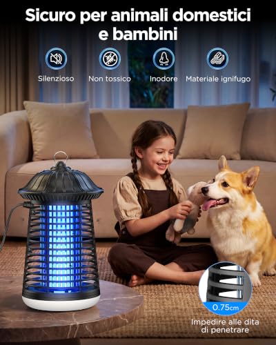 Detalle 2 de Lampada Antizanzare VIWAVE 4200V con LED 9W + UV-A 15W, 3 m di cavo, uso interno/esterno