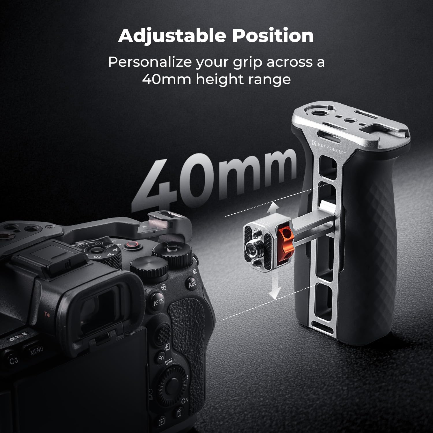 Detalle de K&F CONCEPT Side Handle with NATO & 3/8” ARRI Mount for Camera Cage