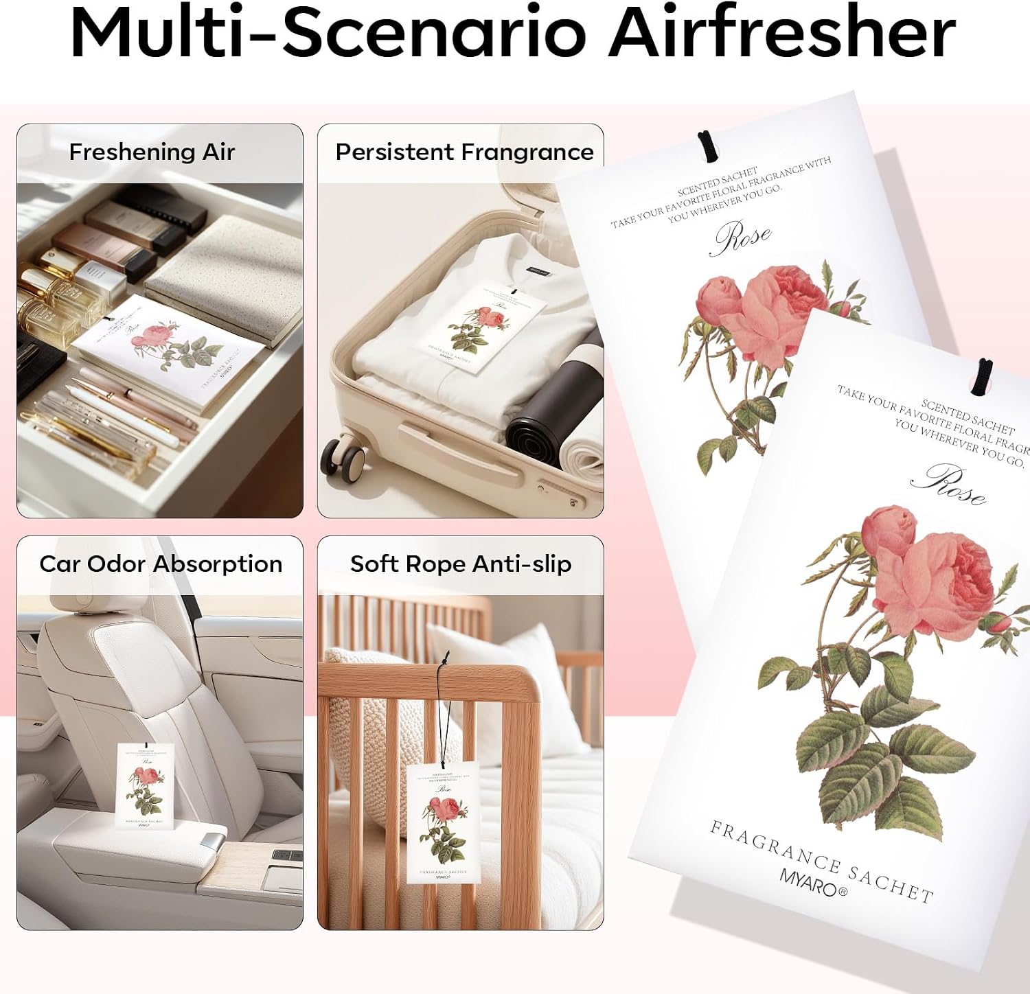 Detalle de MYARO Rose Scented Sachets 12-Pack โ Room Freshener ๐