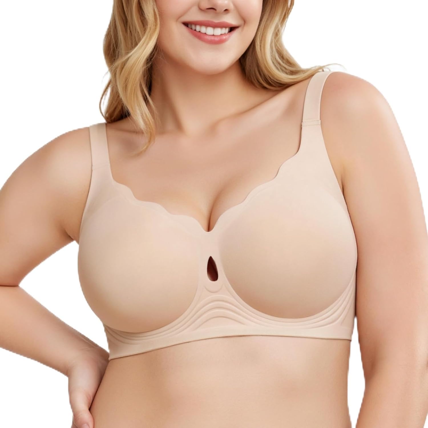 Detalle de UIMERO Jelly Wireless Bra, Seamless Wave-Neck T-Shirt Style