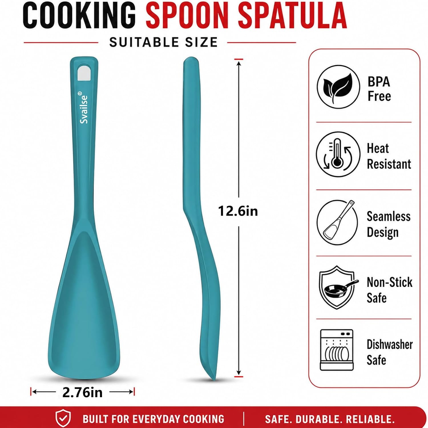 Detalle de Svailse Silicone Spatula Spoon, 12.6-Inch