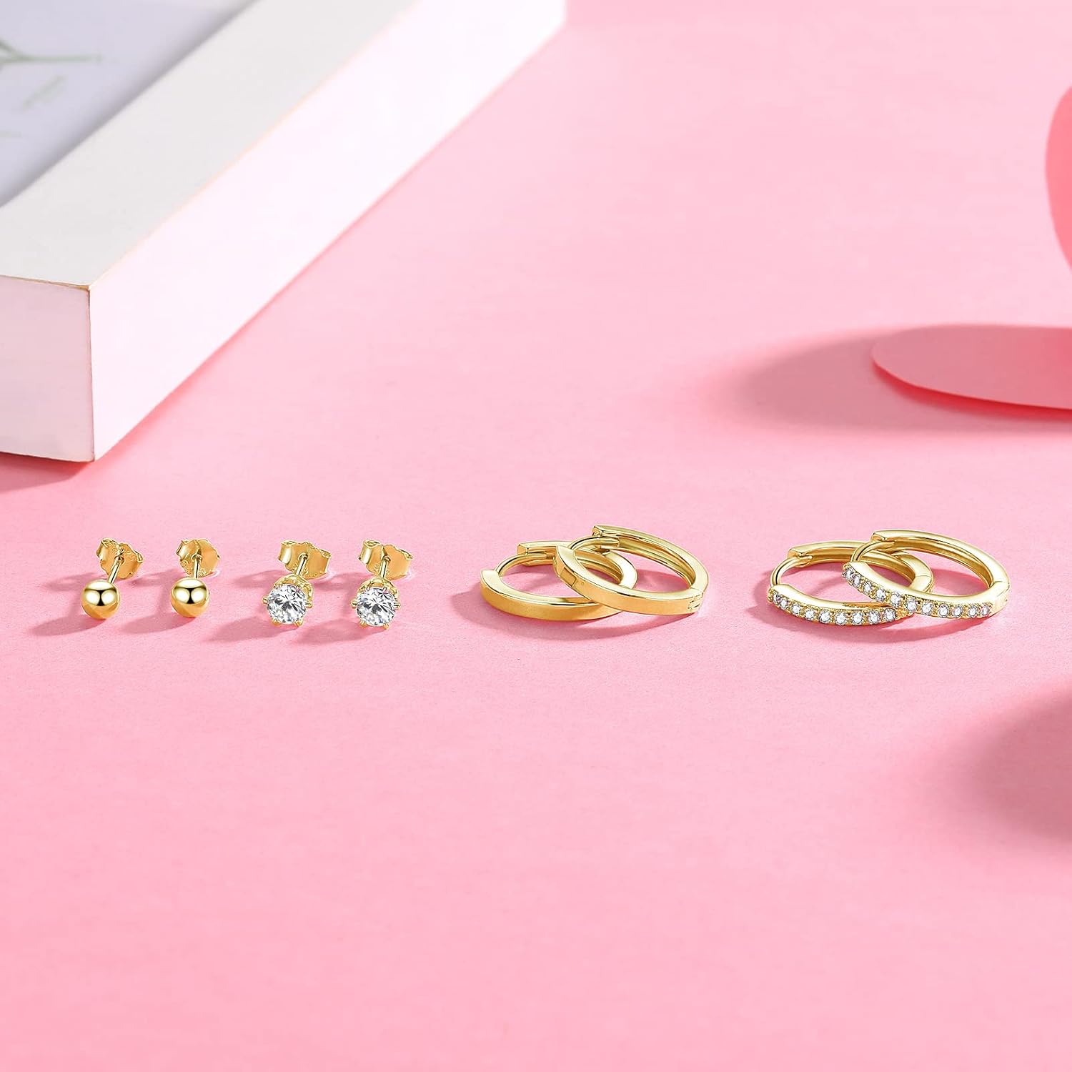 Thumbnail 3 de wynn's 925 Sterling Silver Stud and Hoop Earrings Set (4 Pairs) – 4mm Studs + 12mm Hoops