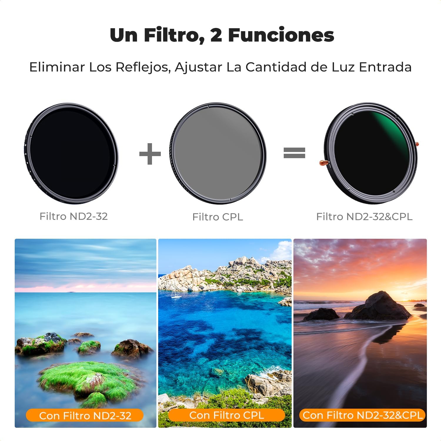 Thumbnail 2 de K&F CONCEPT Nano-Xcel 43MM Filtro CPL ND2-32