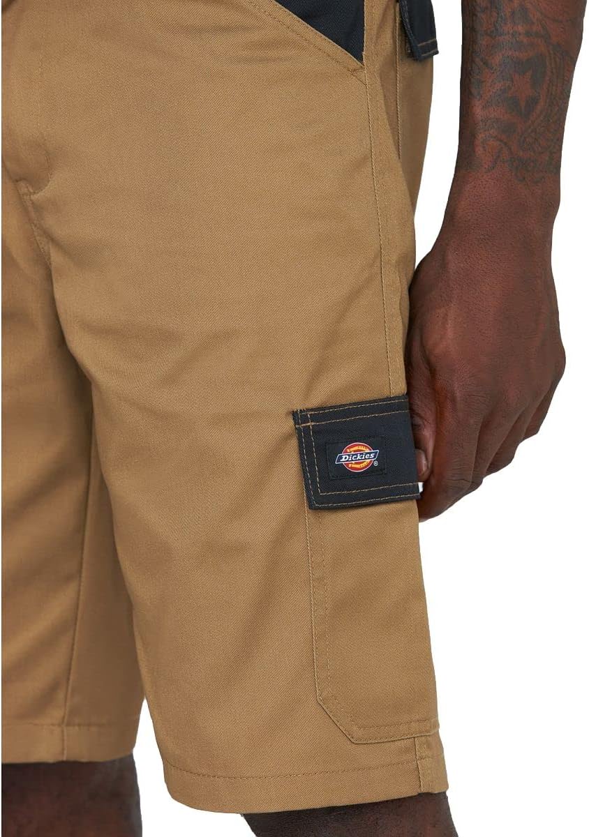 Detalle de Dickies Everyday Pro-shorts för herr, khaki/svart, 6 fickor, storlek 34