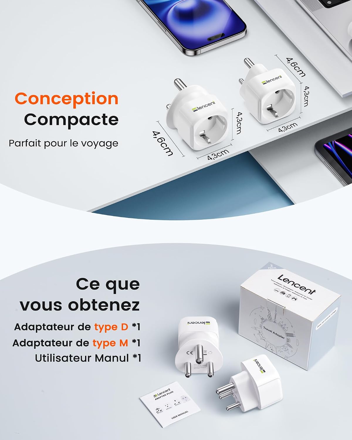 Thumbnail 6 de LENCENT Adaptateur de voyage 2500 W 🔌