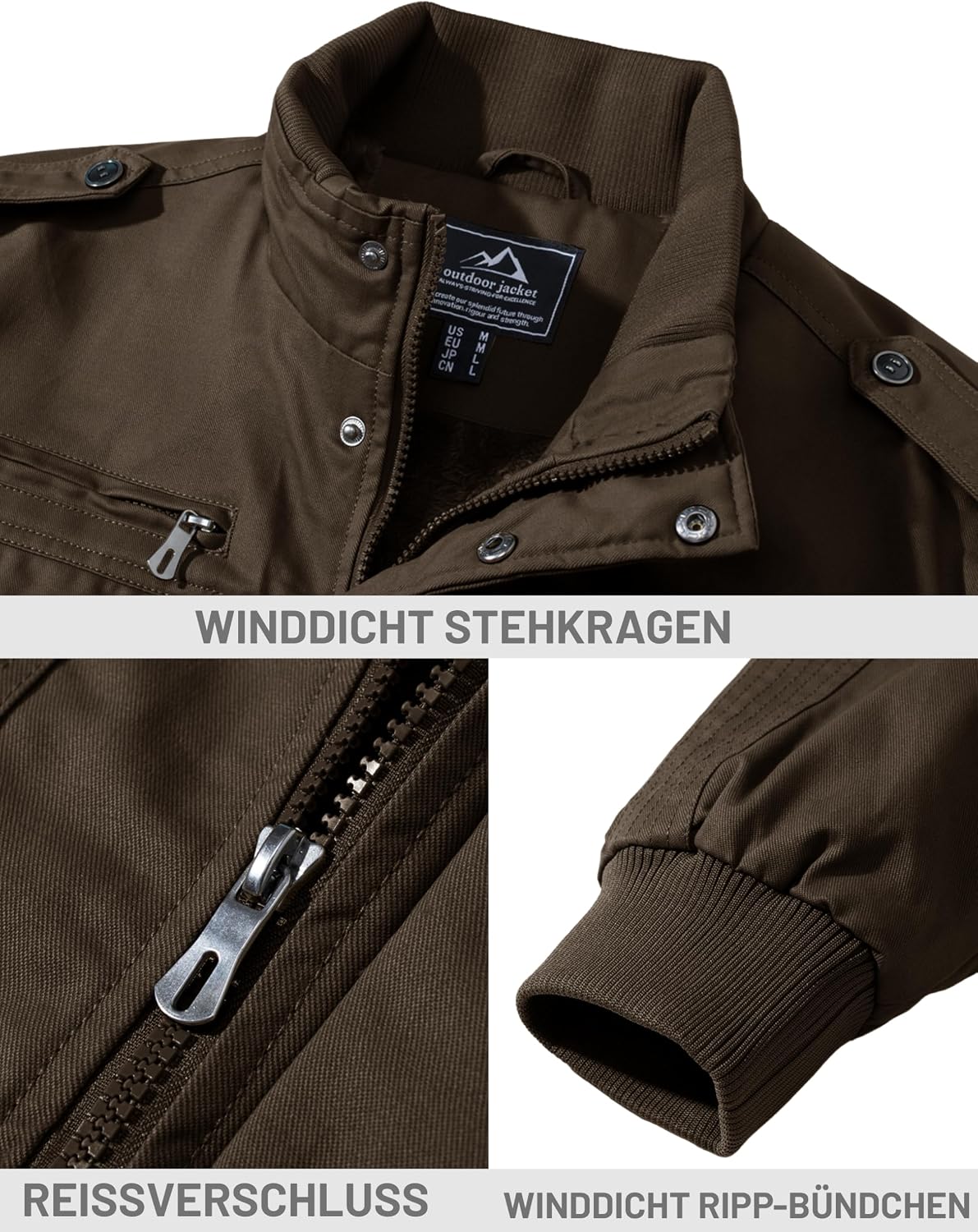 Detalle de TACVASEN Herren Fleecejacke 7 Taschen