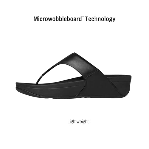 Thumbnail 6 de Fitflop Women's Lulu Leather Flip Flops with Microwobbleboard - Black, UK 5