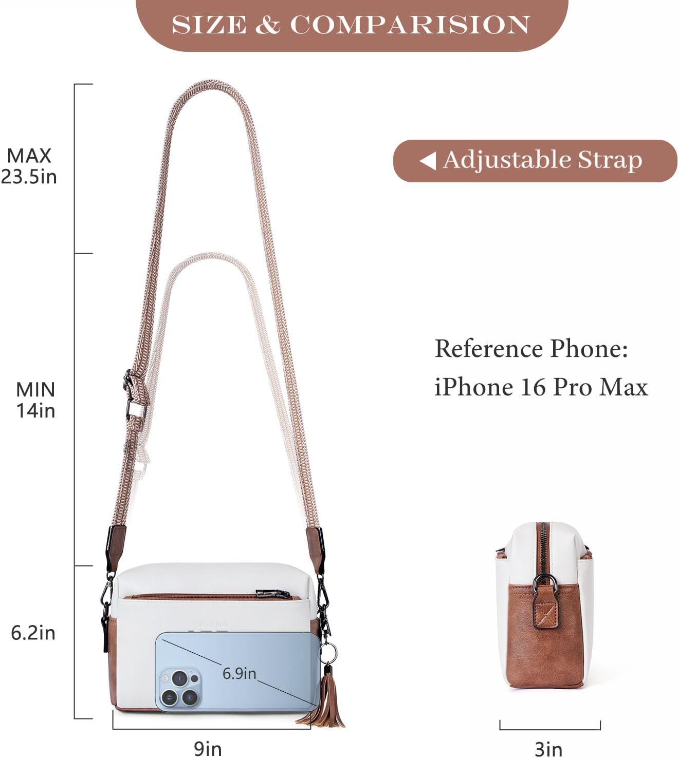 Detalle de Roulens Piccola Borsa a Tracolla Donna con 3 Scomparti Capienti: stile e funzionalità in una pochetta versatile