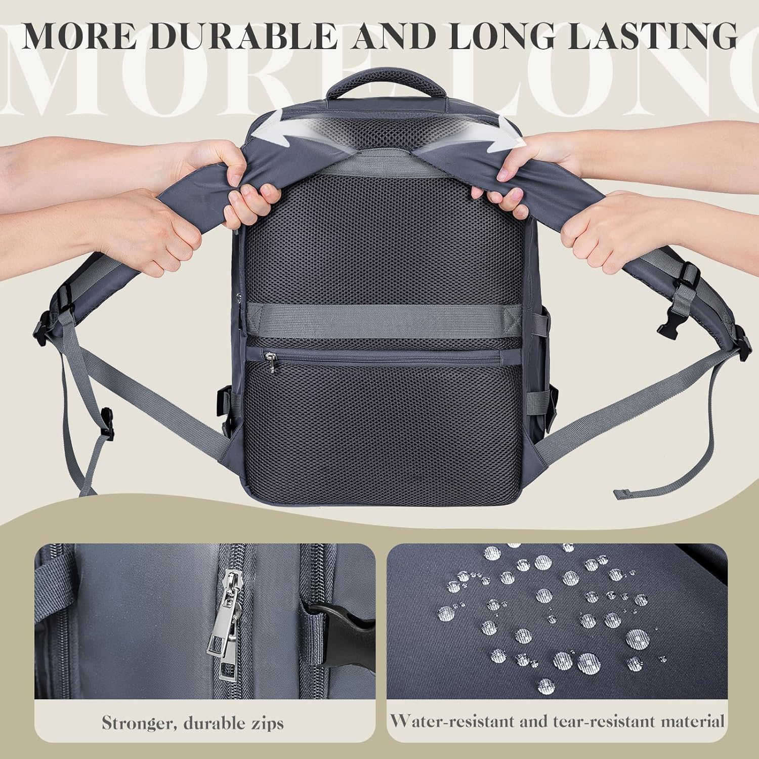 Detalle de Hayayu for Easyjet Cabin Bag 45x36x20: Underseat, Water-Resistant Travel Backpack with Charging Port